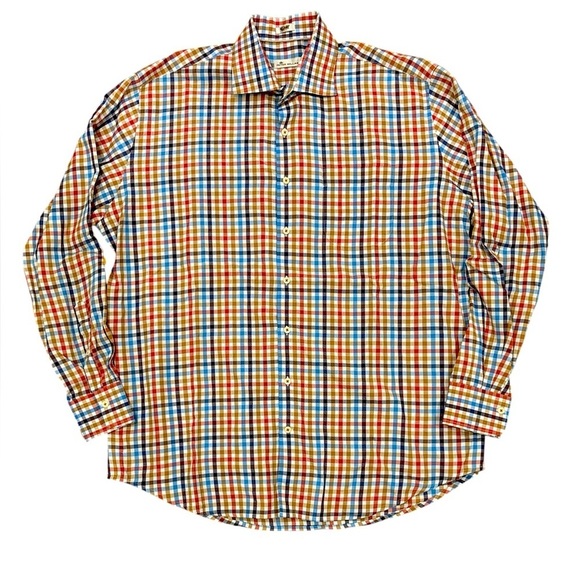 Peter Millar Other - Peter Millar button down dress shirt multi-color check size XL 100% cotton